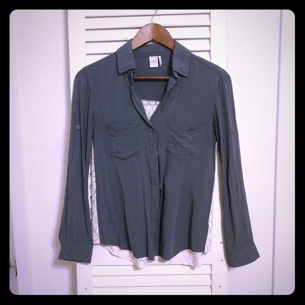 Paper Crane teal blue long sleeve